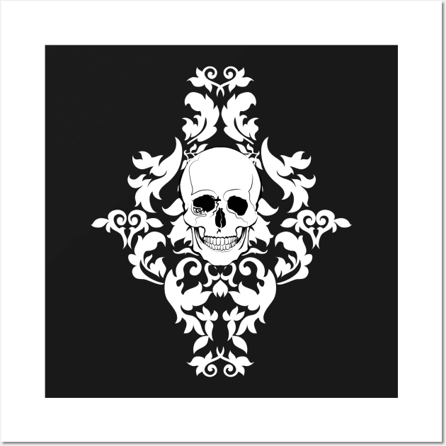 Skull Damask Wall Art by Sirenarts